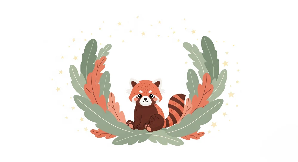 Tapet za bebe sobu | Mali crveni panda u cvjetnom okviru