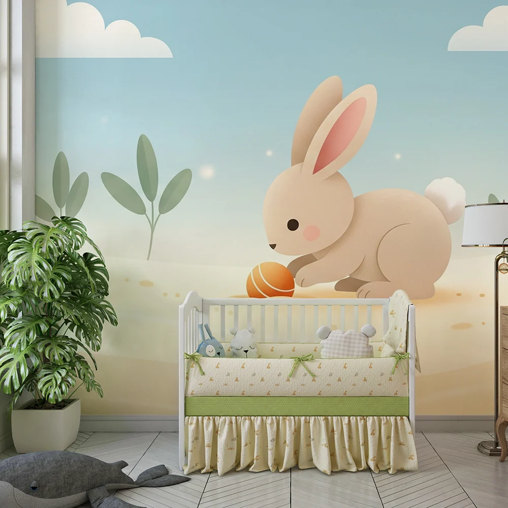 Tapet za bebe sobu | Mali zec i sunčani vrt