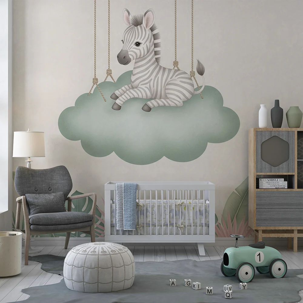 Tapet za bebe | Viseći zebra na oblaku
