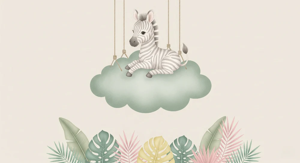 Tapet za bebe | Viseći zebra na oblaku