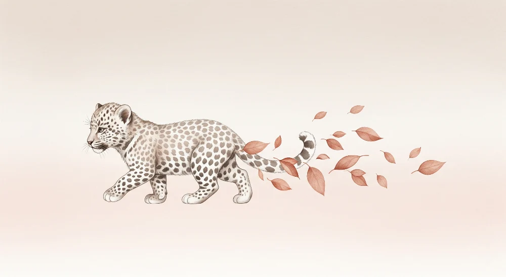 Tapet za dječju sobu | Mali leopard i jesensko lišće