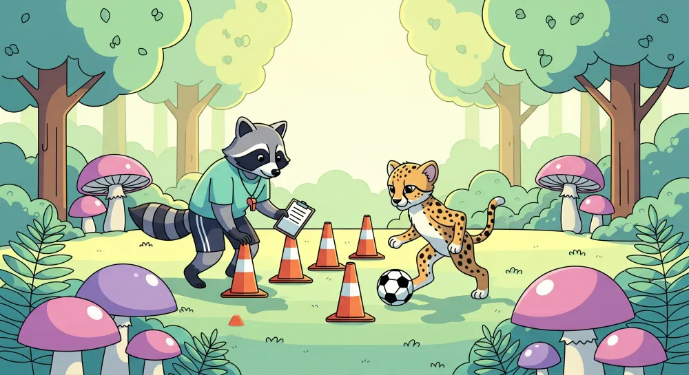Tapet za dječju sobu | Športska avantura s rakunom i leopardom