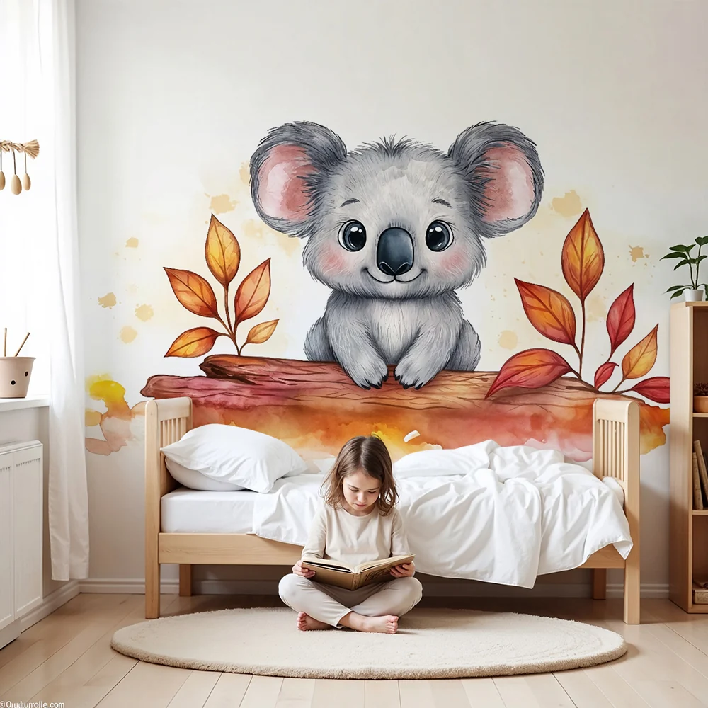 Tapete za dječju sobu | Simpatični koala i jesensko lišće