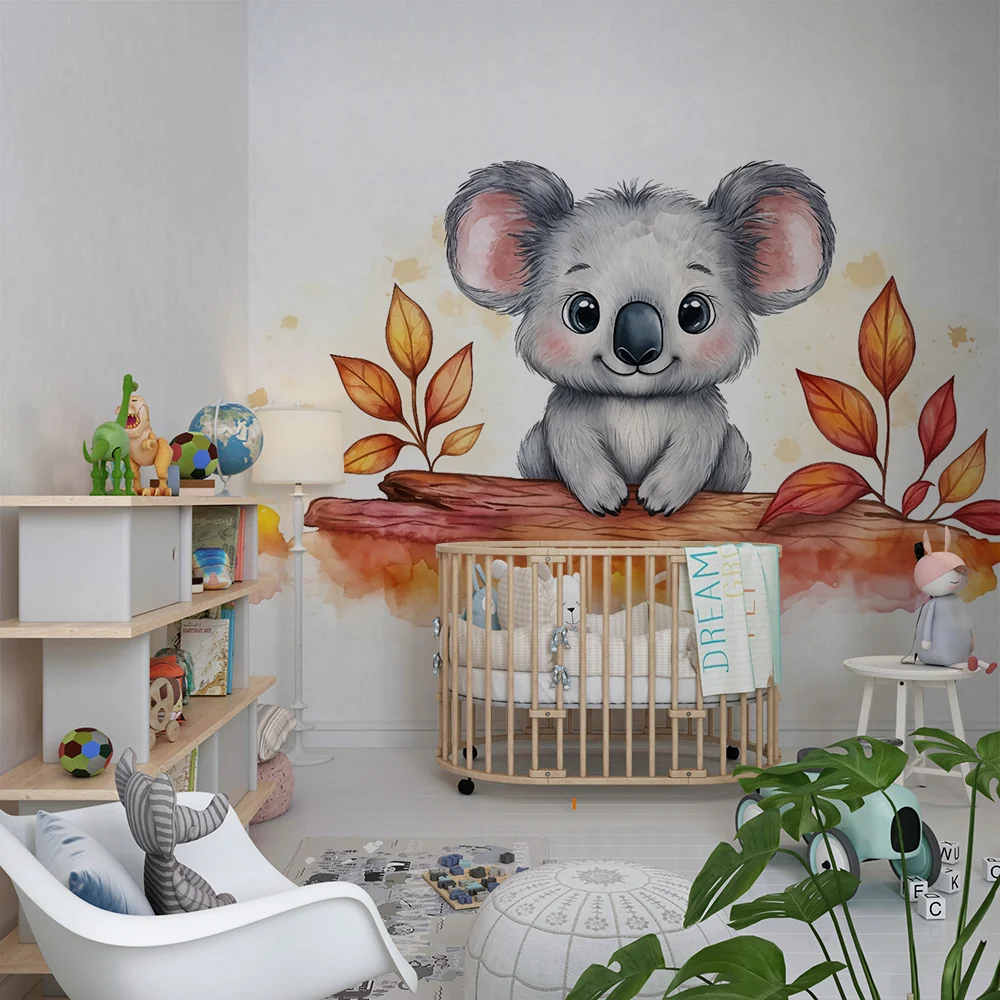 Tapete za dječju sobu | Simpatični koala i jesensko lišće