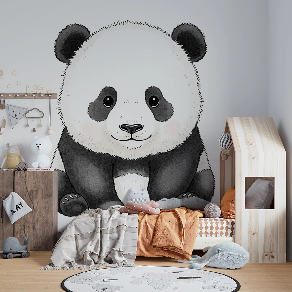 Tapete za dječju sobu | Slatki panda koji sjedi s nježnim pogledom