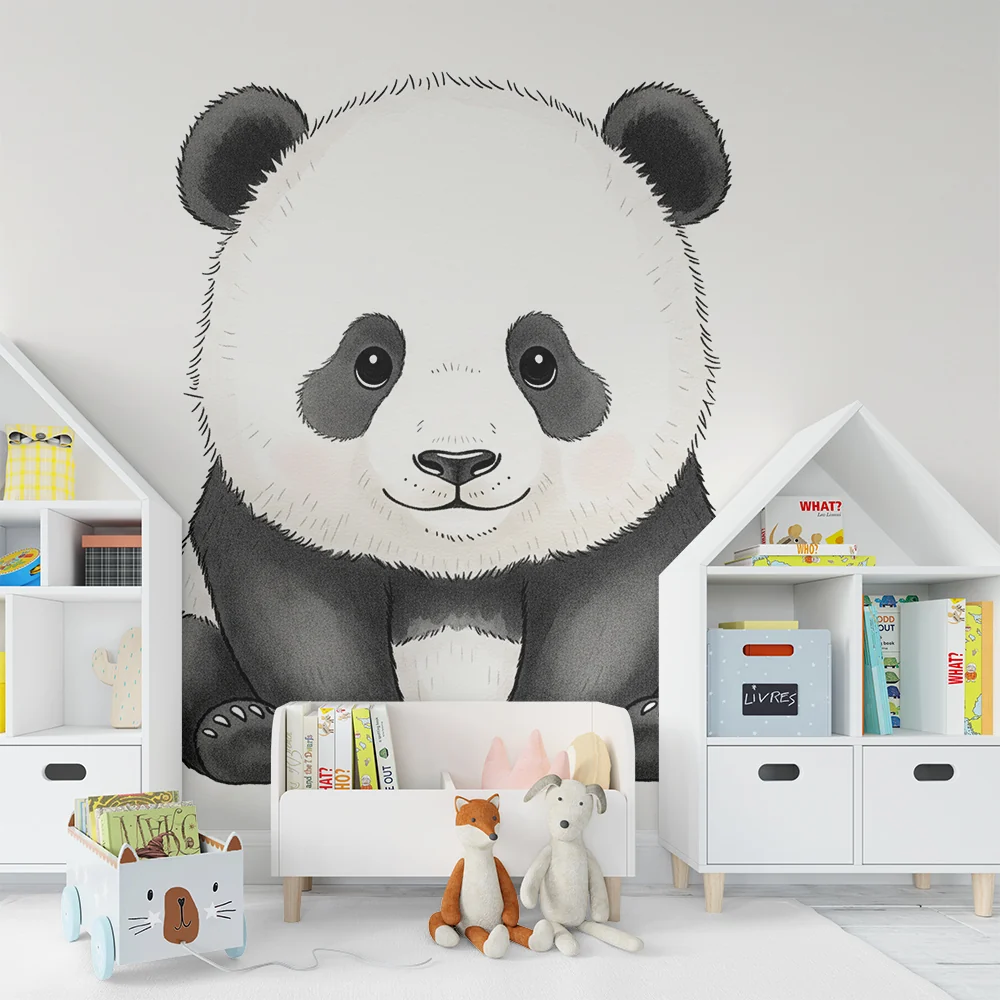 Tapete za dječju sobu | Slatki panda koji sjedi s nježnim pogledom
