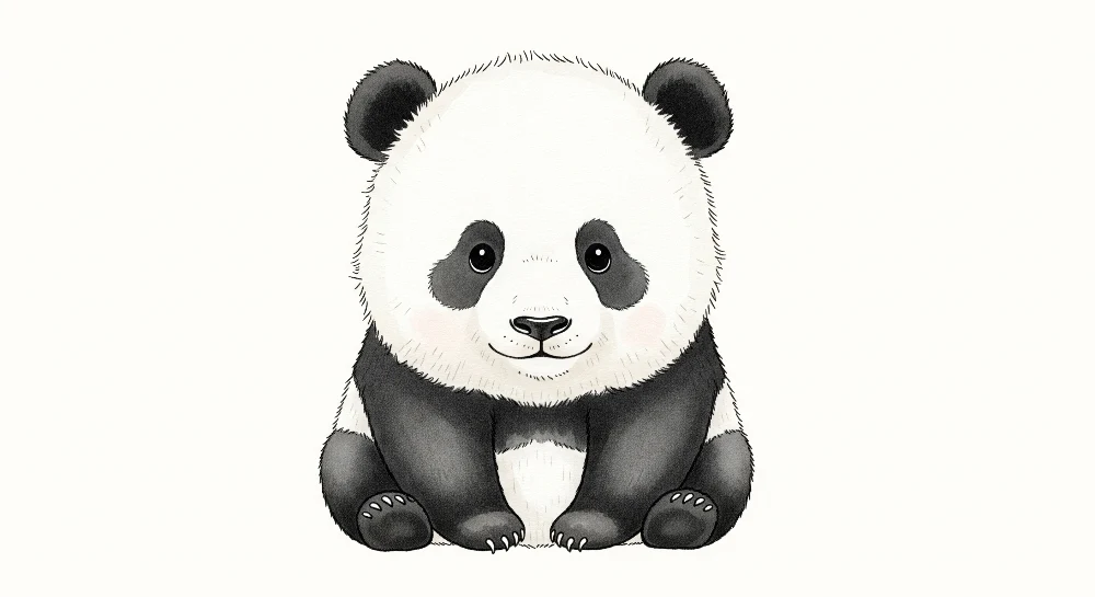 Tapete za dječju sobu | Slatki panda koji sjedi s nježnim pogledom