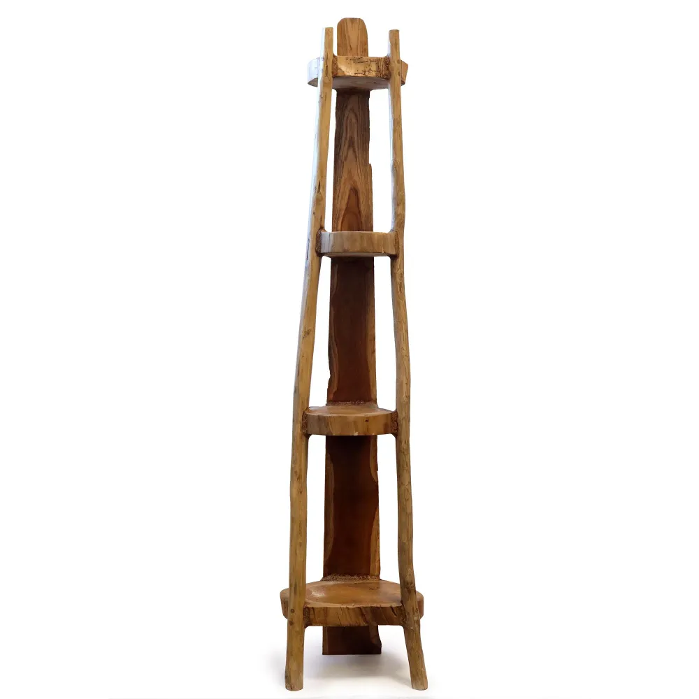Prirodna teak kutna polica s 4 police 135cm