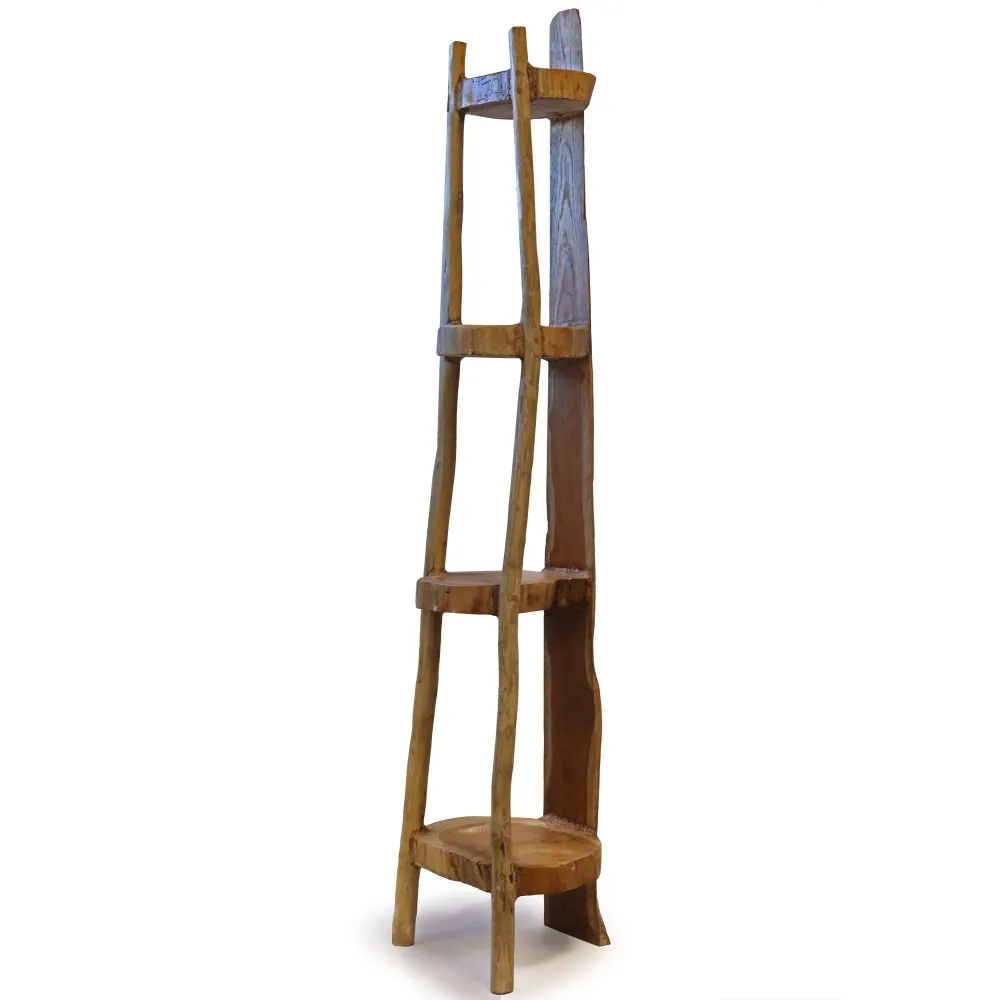 Prirodna teak kutna polica s 4 police 135cm