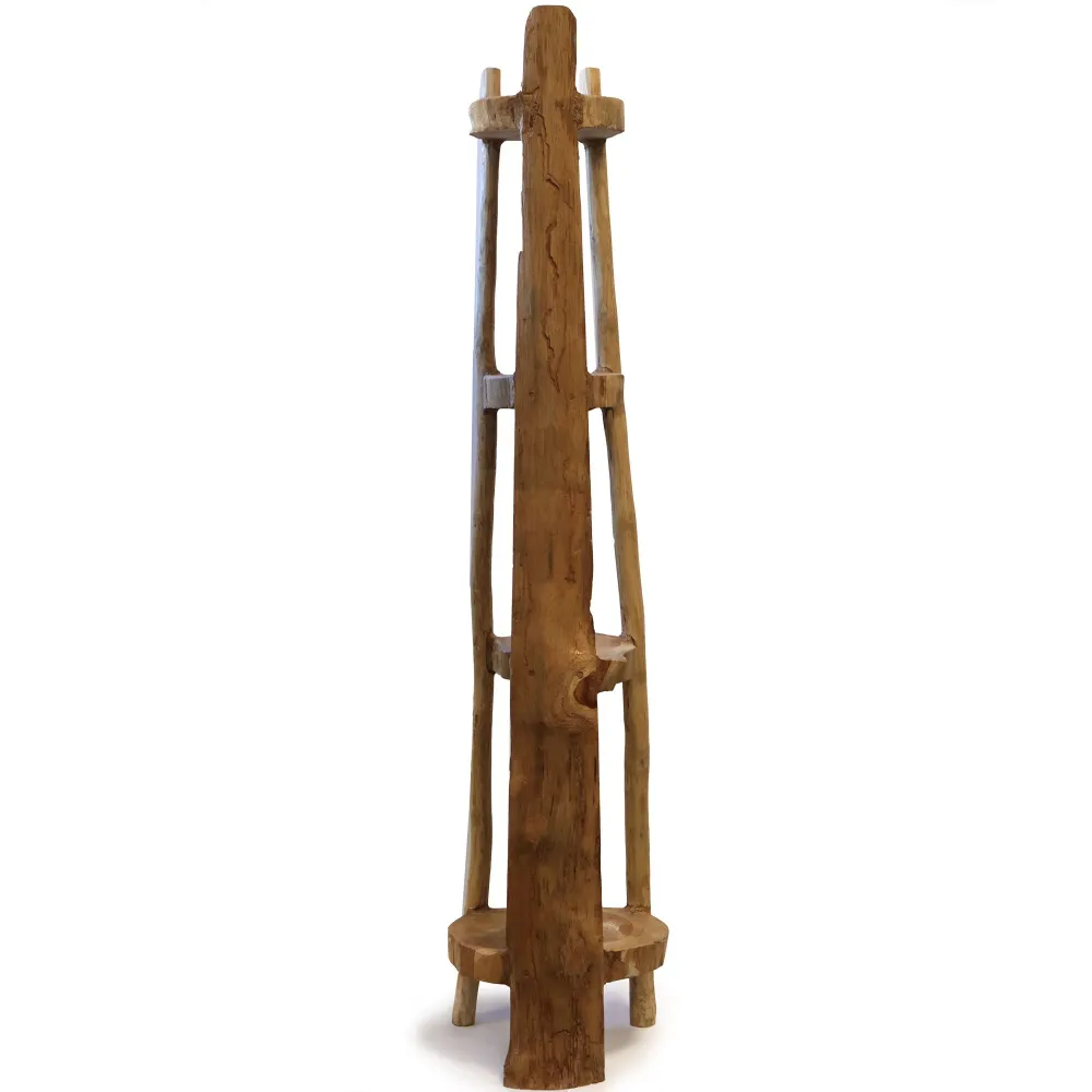 Prirodna teak kutna polica s 4 police 135cm
