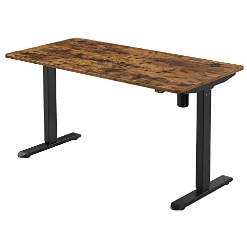 Električni, podesivi radni stol, 70 x 140 x (70-118) cm, vintage smeđ-crna