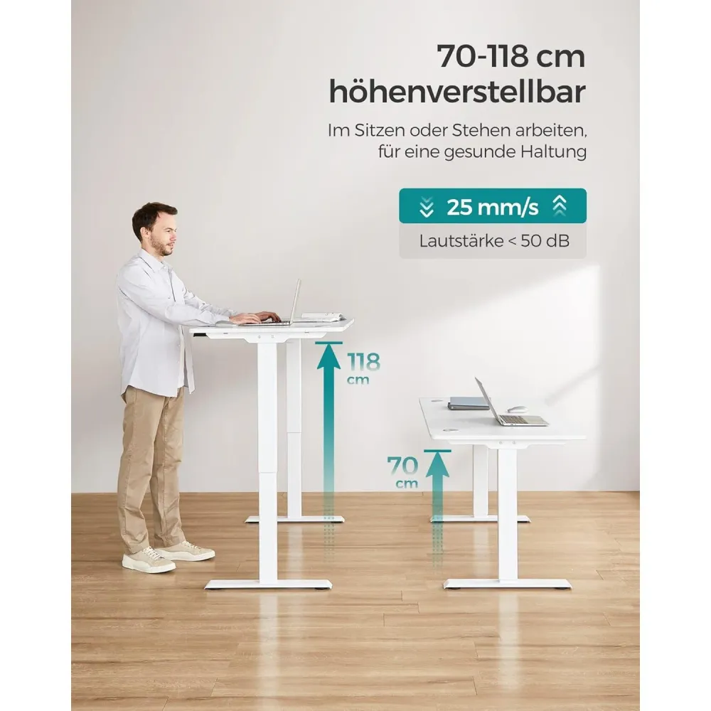 Električni radni stol, podesive visine, 120 x 60 x (73-114) cm, bijeli
