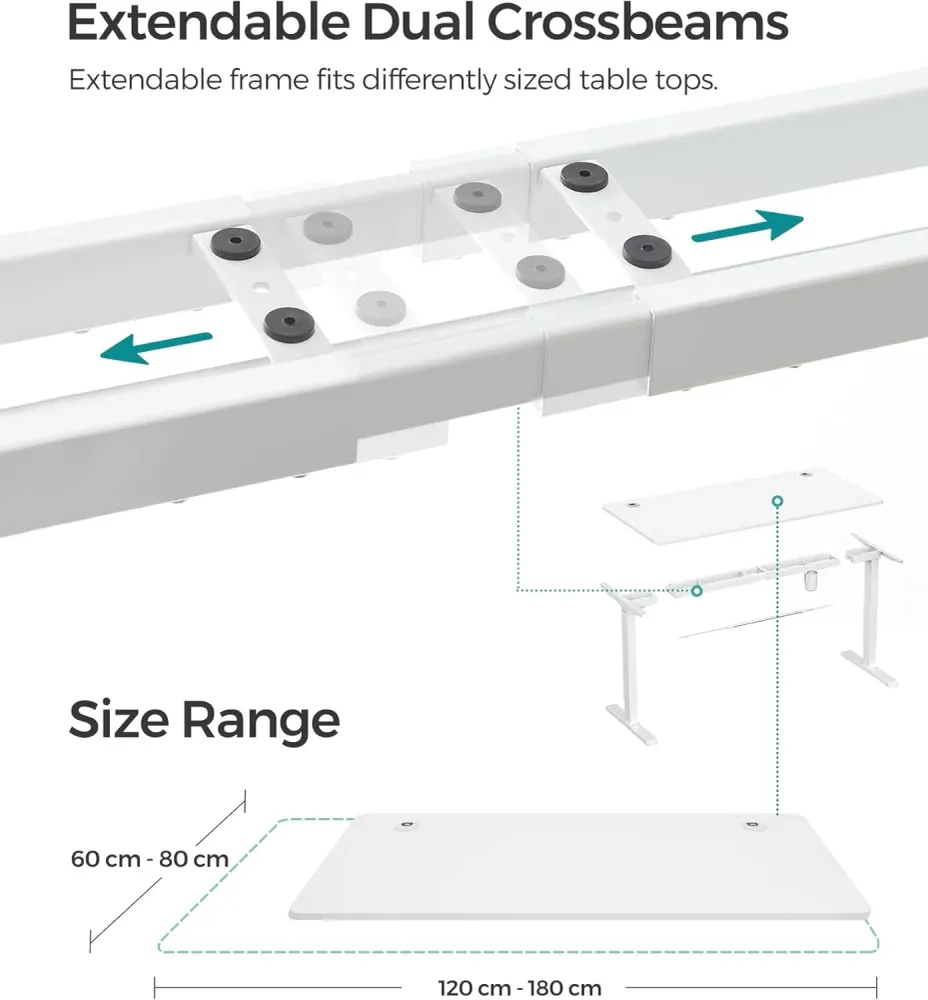 Električni stol podesive visine, 70 x 140 x (73-114) cm, bijele boje