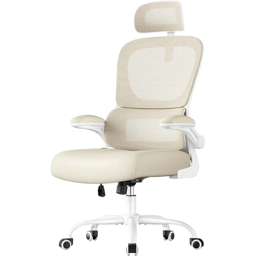 Ergonomska uredska stolica, rotirajuć, prozračna, boja pijeska