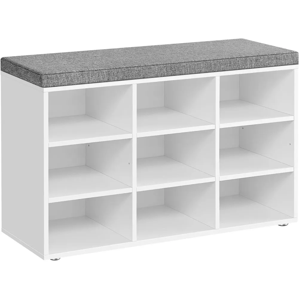 Klupa za pohranu obuće s 9 pretinaca, 30,3 x 78,5 x 48 cm, siva i bijela