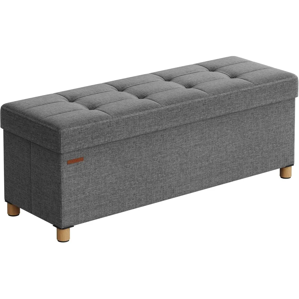 Klupa sa prostorom za pohranu, tabure nosivosti 300kg, 38 x 110 x 40 cm, siva | SONGMICS