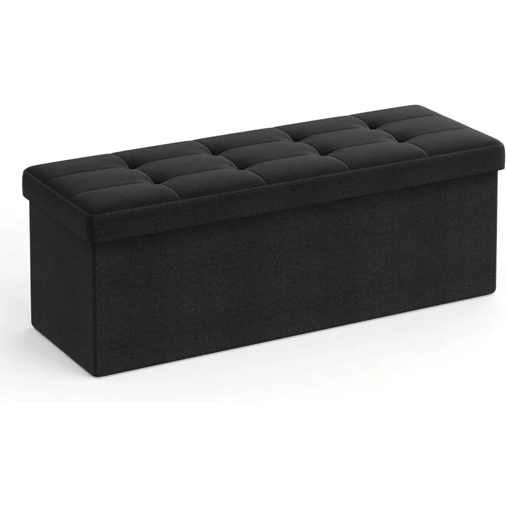 Sklopiva klupa s prostorom za pohranu, 38 x 110 x 38 cm, crna | SONGMICS