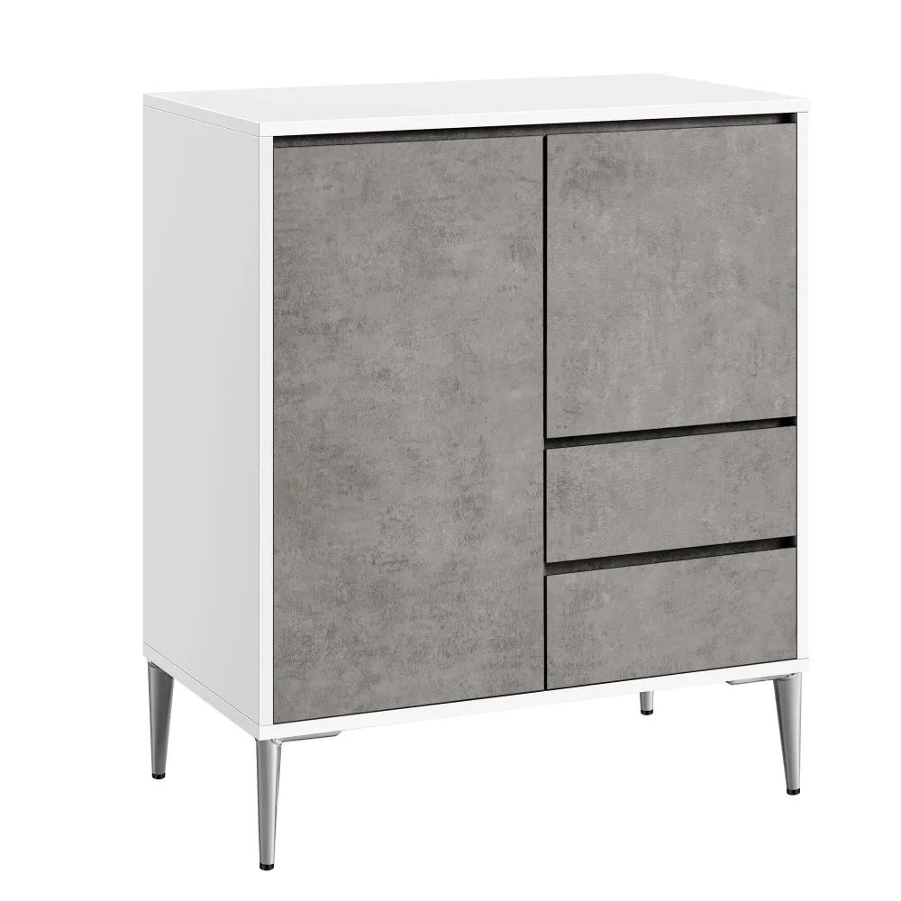 Komoda s 2 ladice, 2 odjeljka s vratima, 40 x 70 x 85 cm, sivo-bijele boje