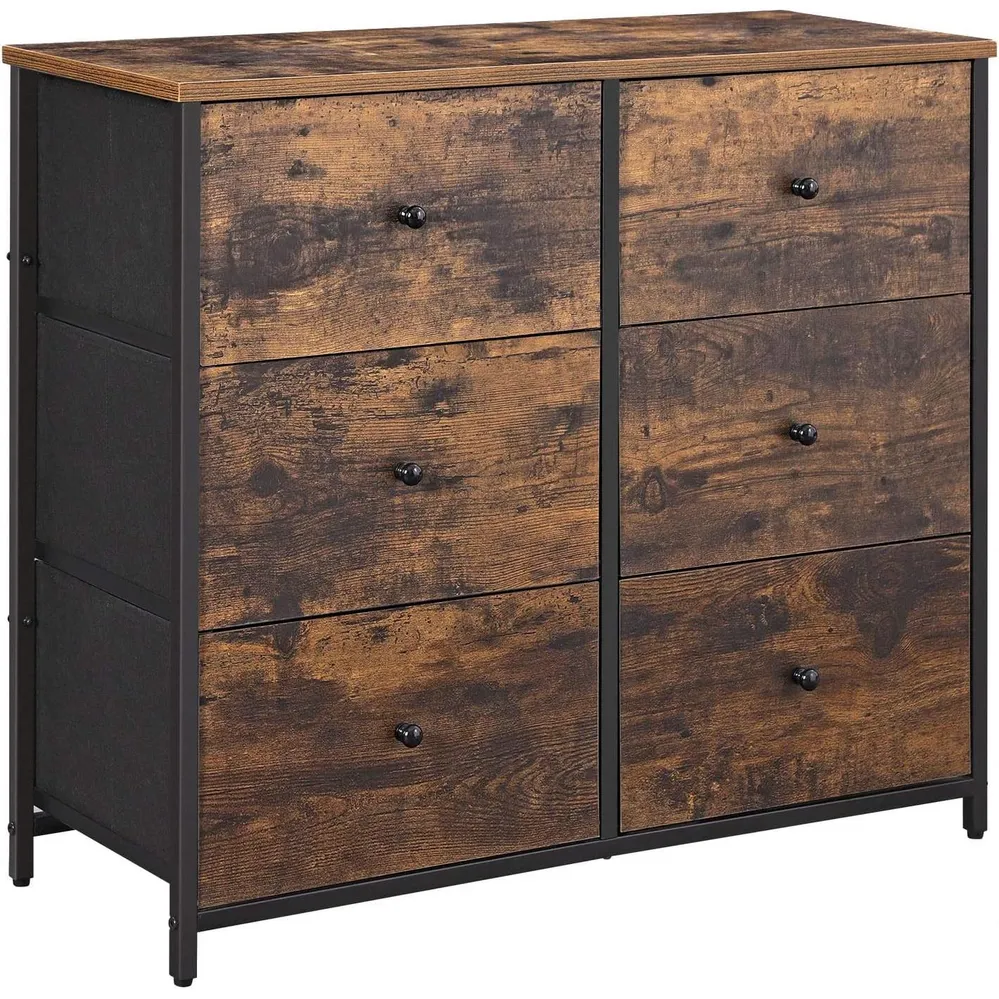 Komoda za spavaću sobu s 6 ladica, 30 x 80 x 71 cm, smeđ i crna