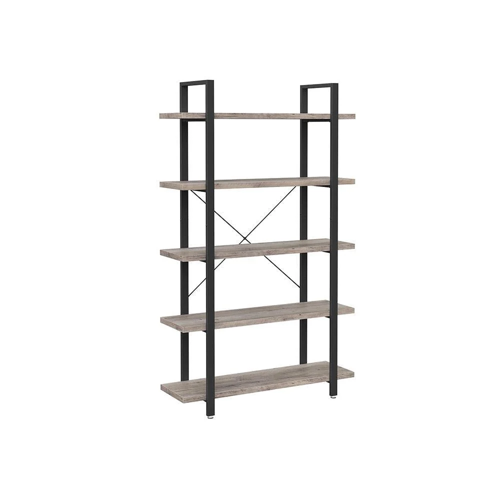 polica za knjige s 5 etaž 105 x 33,5 x 177,5 cm u sivoj i crnoj boji