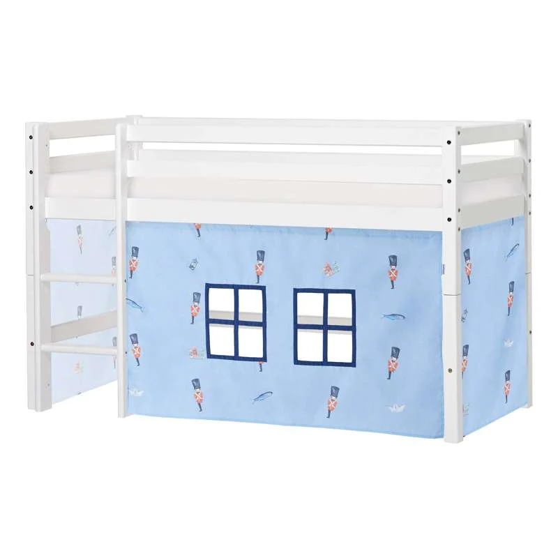 Hoppekids ECO Dream - Poluvisoka kreveta s TIN SOLDIER zavjesom i madracem - 70x160 cm. - Razdvojiva - Bijela