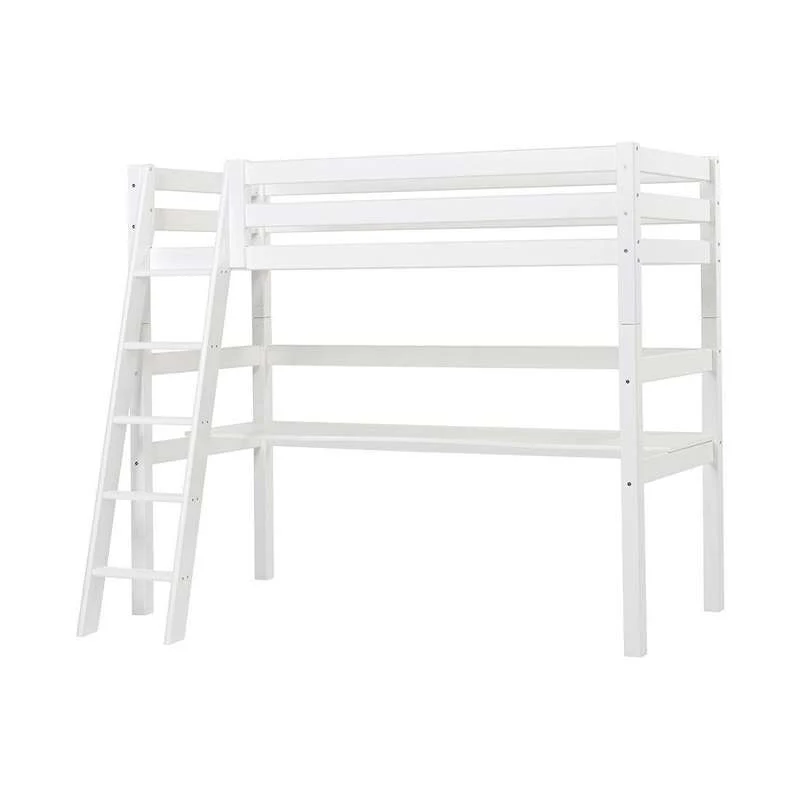 Hoppekids ECO Luxury - Krevet s radnom površinom - 90x200 cm. - Kosi stub - Bijela