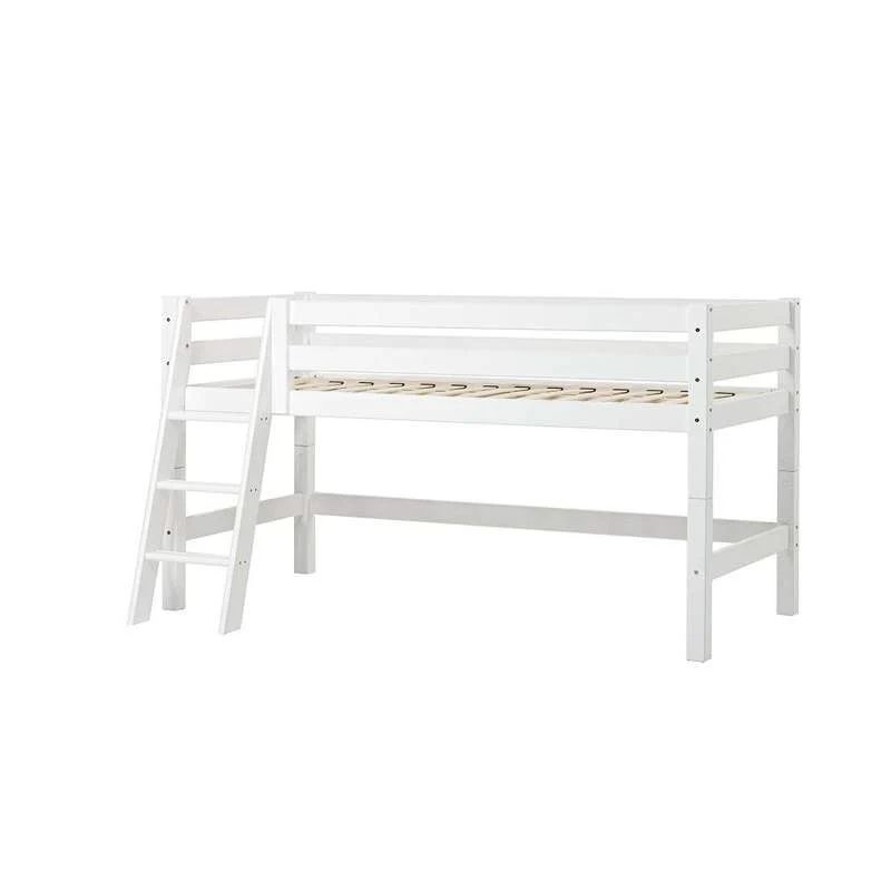 Hoppekids ECO Luxury - Poluvisoki krevet - 90x200 cm. - Koso stepenice - Fleksibilna podloga za madrac - Bijela
