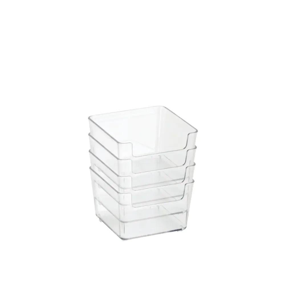 N&T 4pk Small Square Storage Bins 60Gg PET Clear