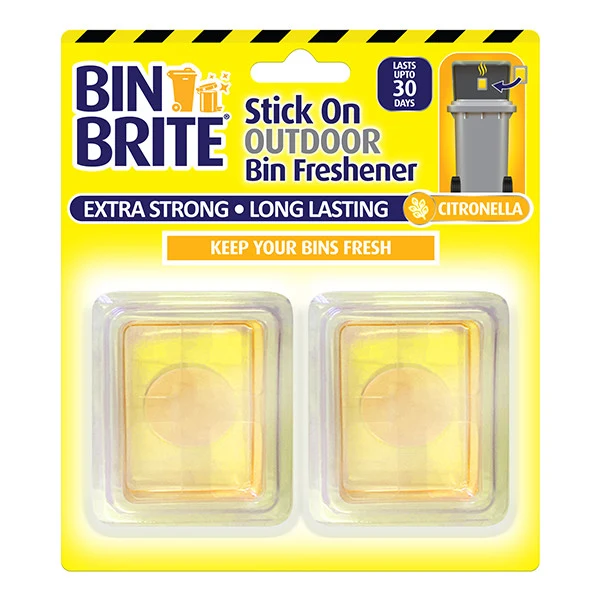 Bin Brite Stick-On Bin Freshener – Citronella Scent – Up to 30 Days Odor Control – Self-Adhesive Trash Can Deodorizer Outd...