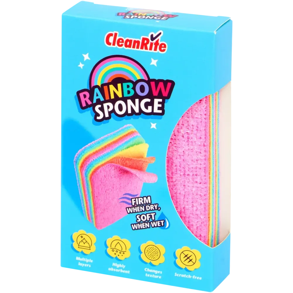 CleanRite Rainbow spužva – Višenamjenska spužva za čišćenje | Mekana kao mokra, čvrsta kao suha | Bez ogrebotina, upijajuć...