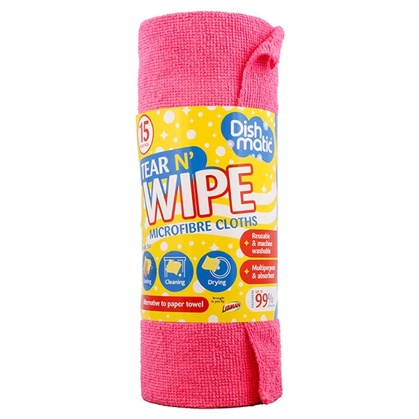 Dishmatic mikrofiber krpe na roli – Bez tragova, višekratne i izdržljive (15 komada)