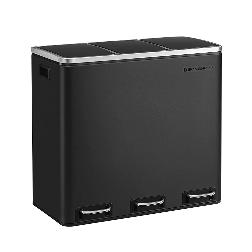 Kanta za otpatke s 3 pretinca 3 x 18 litara, 61,5 x 31,5 x 56 cm, crna