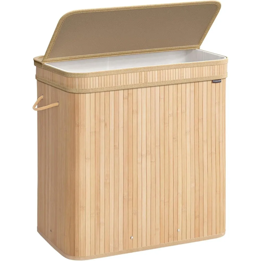 Košara za rublje od bambusa, 41,5 x 62,5 x 61 cm, 150 l, prirodno bež boje | SONGMICS