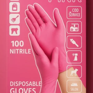 Roze Nitril Jednokratne Rukavice – 100 komada – Bez Puder i Lateksa – Jedna Veličina – Izuzetno Jake