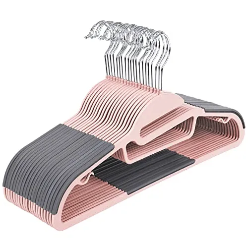 Set od 20 plastičnih vješalica za odjeću, 41.5 x 0.5 x 22.5 cm, ružičasto sive