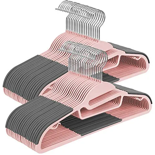 Set od 50 plastičnih vješalica za odjeću, 41.5 x 0.5 x 22.5 cm, ružičasto sive