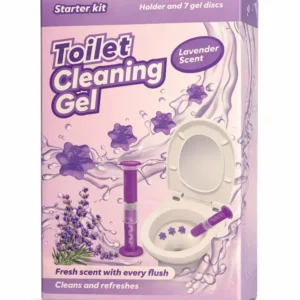 Starter kit za gel za čišćenje WC- – Miris lavande – Držč + 7 gel diskova – osvježivač i gel za čišćenje WC-