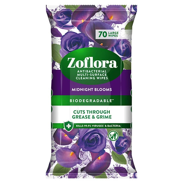 Zoflora antibakterijske krpe za čišćenje Midnight Blooms (70 krpa)
