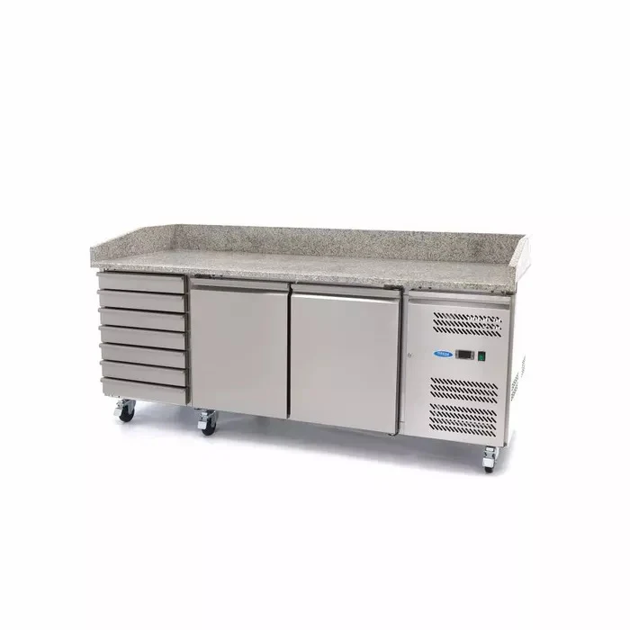 Hladilni pult za pripravo pizze - 202cm - 2 vrata - 7 predalov