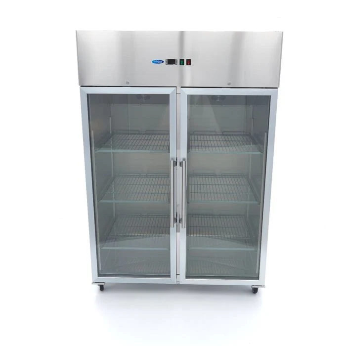 Hladilnik - 1200L - 6 nastavljivih polic (2/1 GN) - inox - steklena vrata