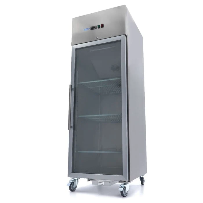 Hladilnik - 600L - 3 nastavljive police (2/1 GN) - inox - steklena vrata
