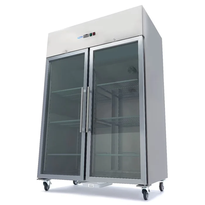 Zamrzovalnik - 1400L - 6 nastavljivih polic (2/1 GN) - inox - steklena vrata