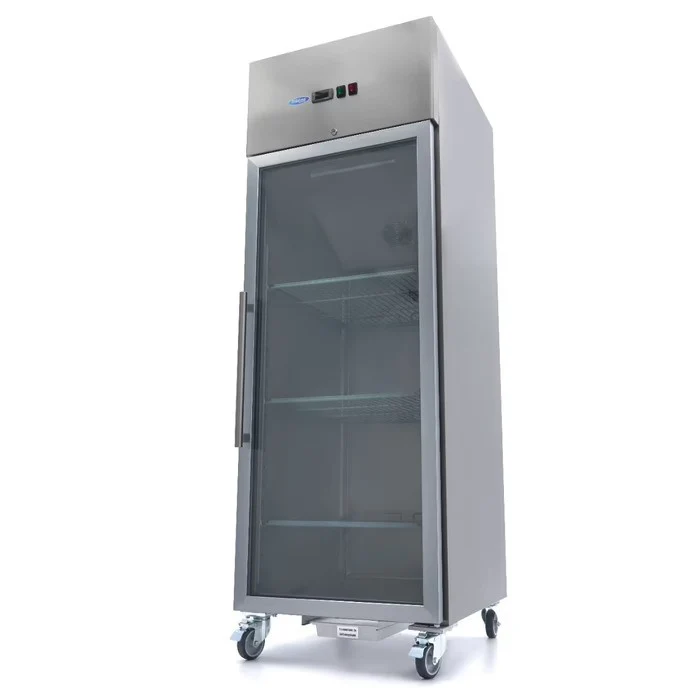 Zamrzovalnik - 700L - 3 nastavljive police - inox - steklena vrata