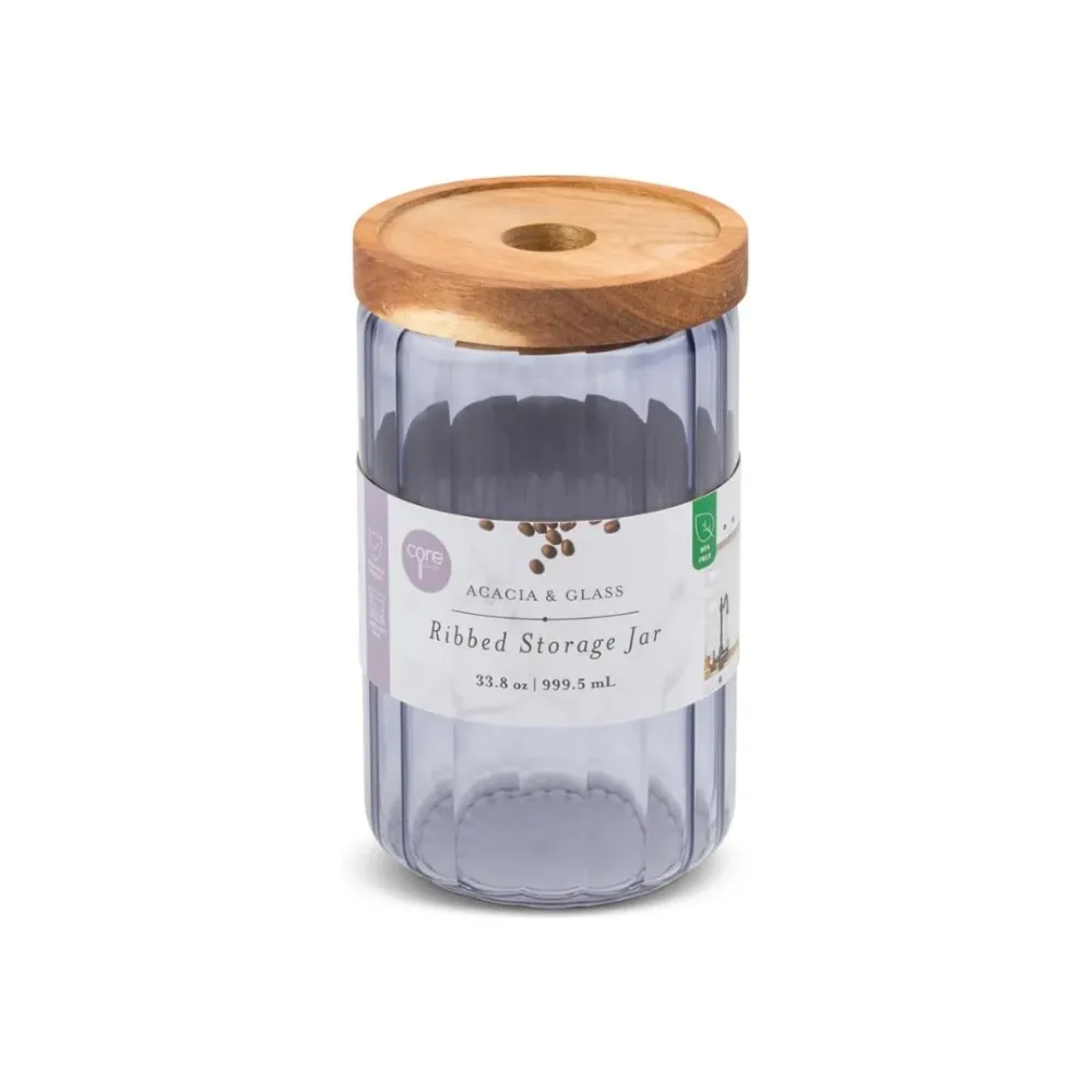 33.8oz Ribbed Glass Canister