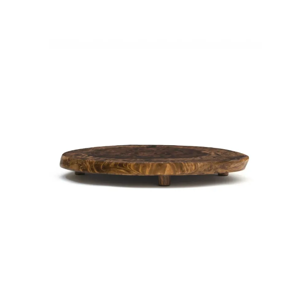 Acacia Burl Finish Footed Server, Large