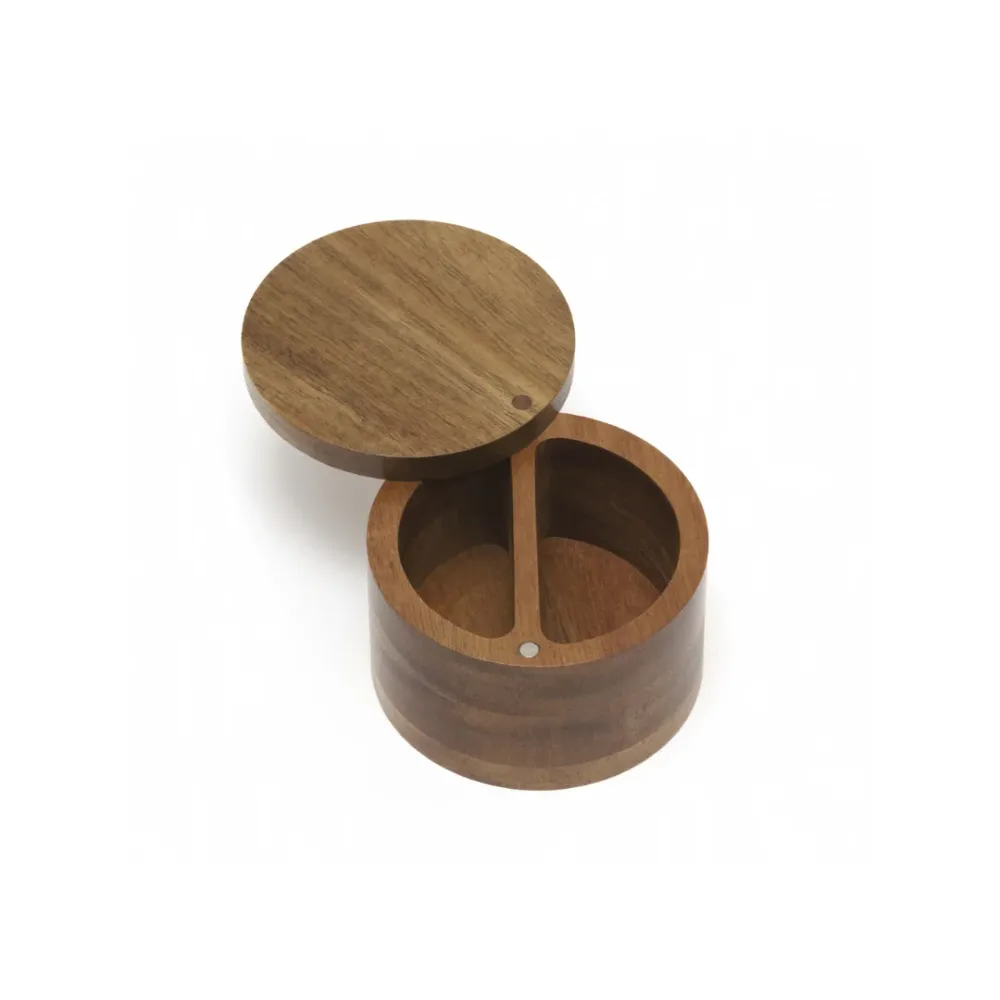 Acacia Divided Salt Box Swivel Cover