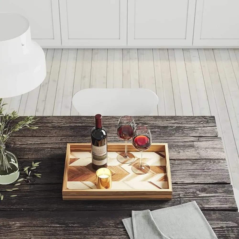 Acacia Herringbone Serving Tray