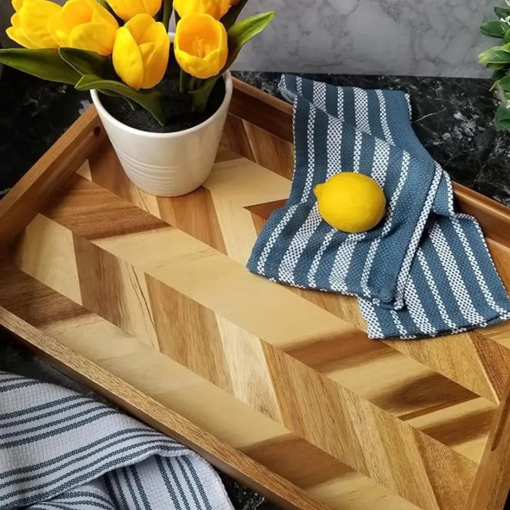 Acacia Herringbone Serving Tray