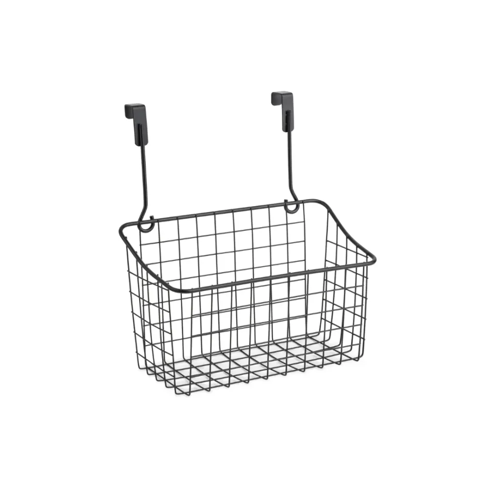 Checkered Wire Over Cabinet Basket - Medium - Black Powder
