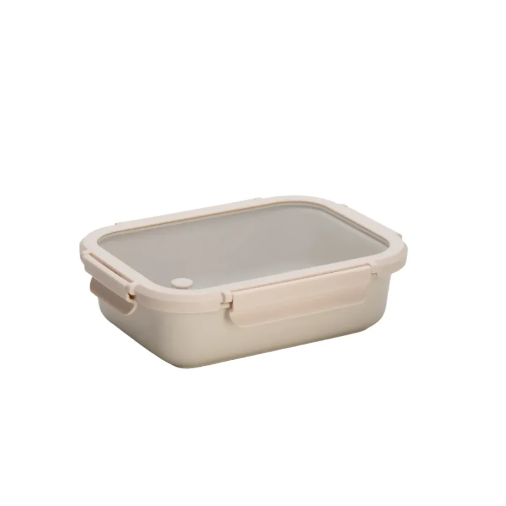 Glossy Solid Stoneware Container Tempered Glass Lid (Cannoli Creme) - 24 oz